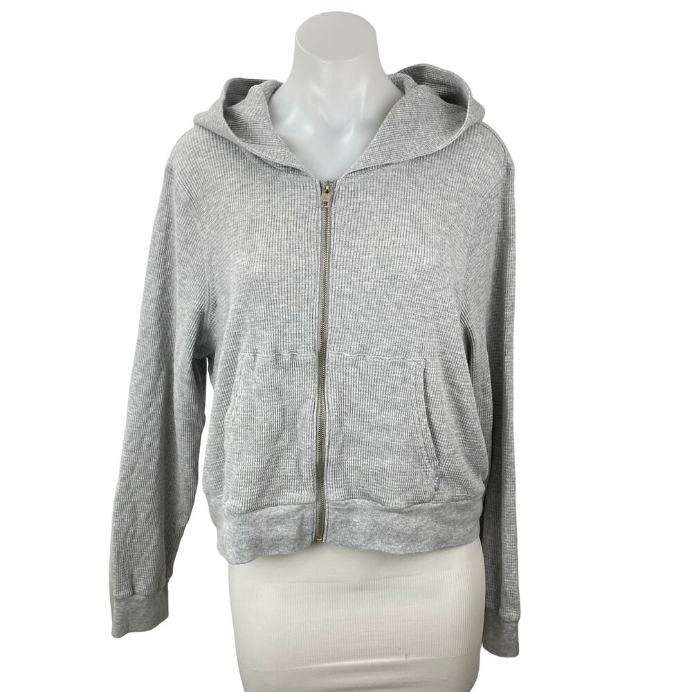 Aritzia TNA Women's Gray Long Sleeve Sweater Hooded Sweatshirt Jacket Top Sz 2XL